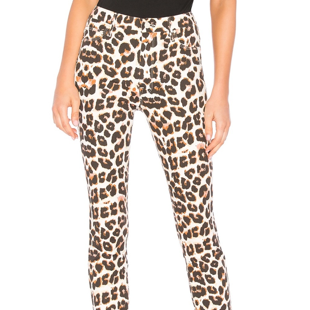 Mother High Waisted Looker Ankle Fray Leopard